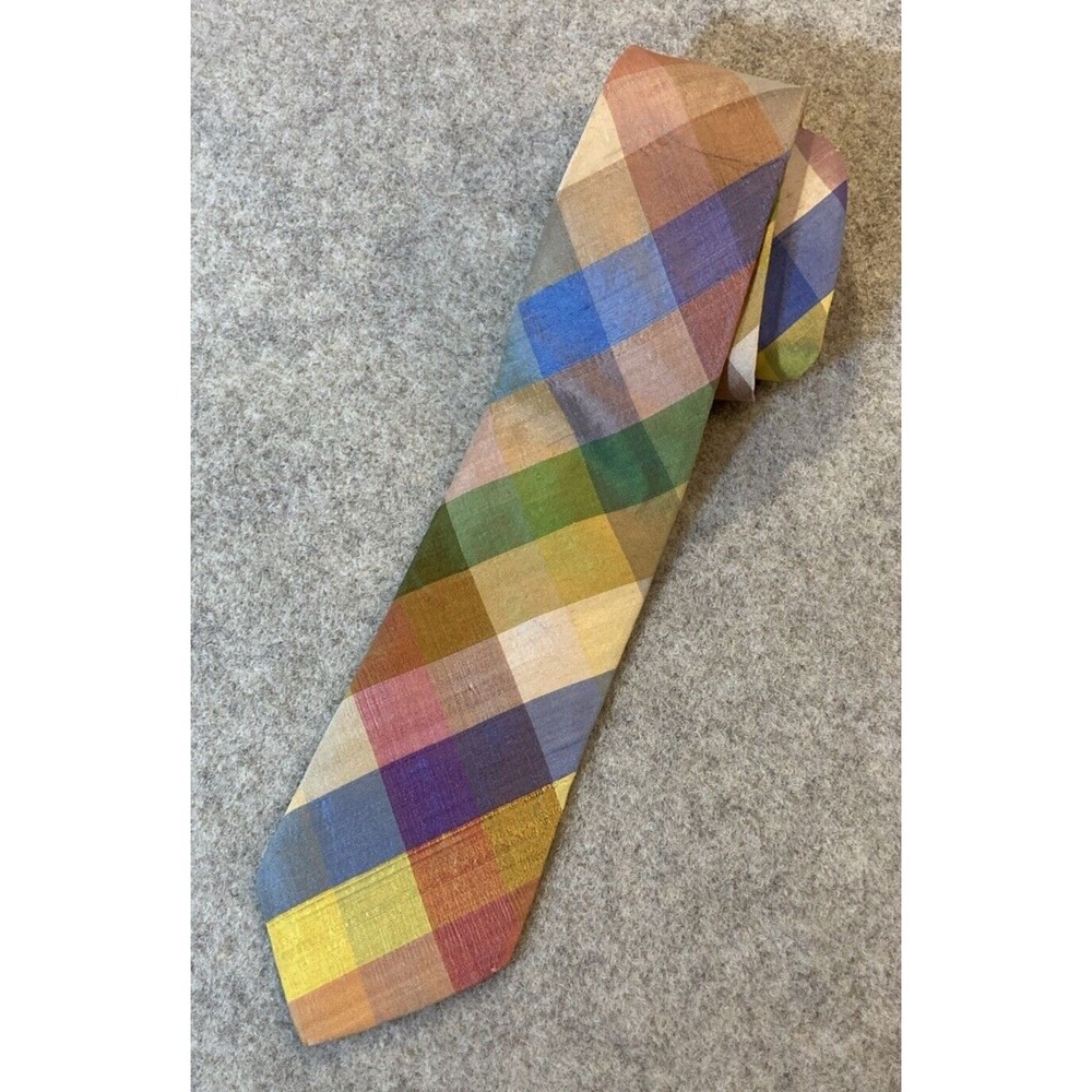 Vintage Robert Talbott Silk Madras Tie William Raynor Resort Wear Delray Beach